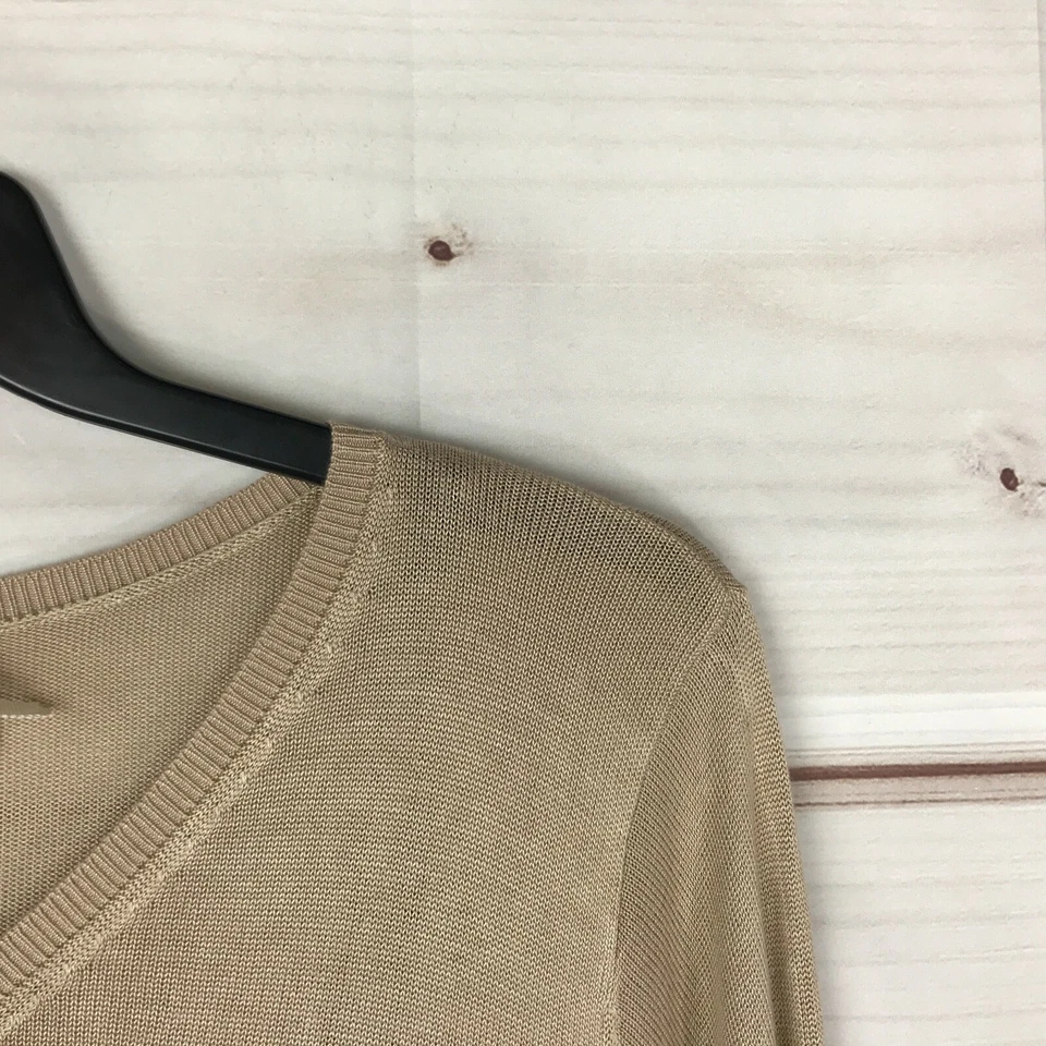 One A Sweater Womens 2X Beige V-Neck Ruched Side Pullover Tunic Solid Rayon Knit - Image 3 of 4