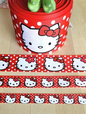 3/8, 5/8, 7/8, 1.5 & 3'' (1 YD) Hello Kitty Grosgrain Ribbon Add on Flatbacks