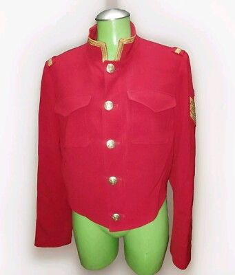 POLO RALPH LAUREN Red Gold Tone Military Style Peplum Blazer Jacket, Size  10