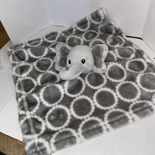 Hudson Baby Elephant Gray White Circles Lovey Security Blanket Plush Toy 14"