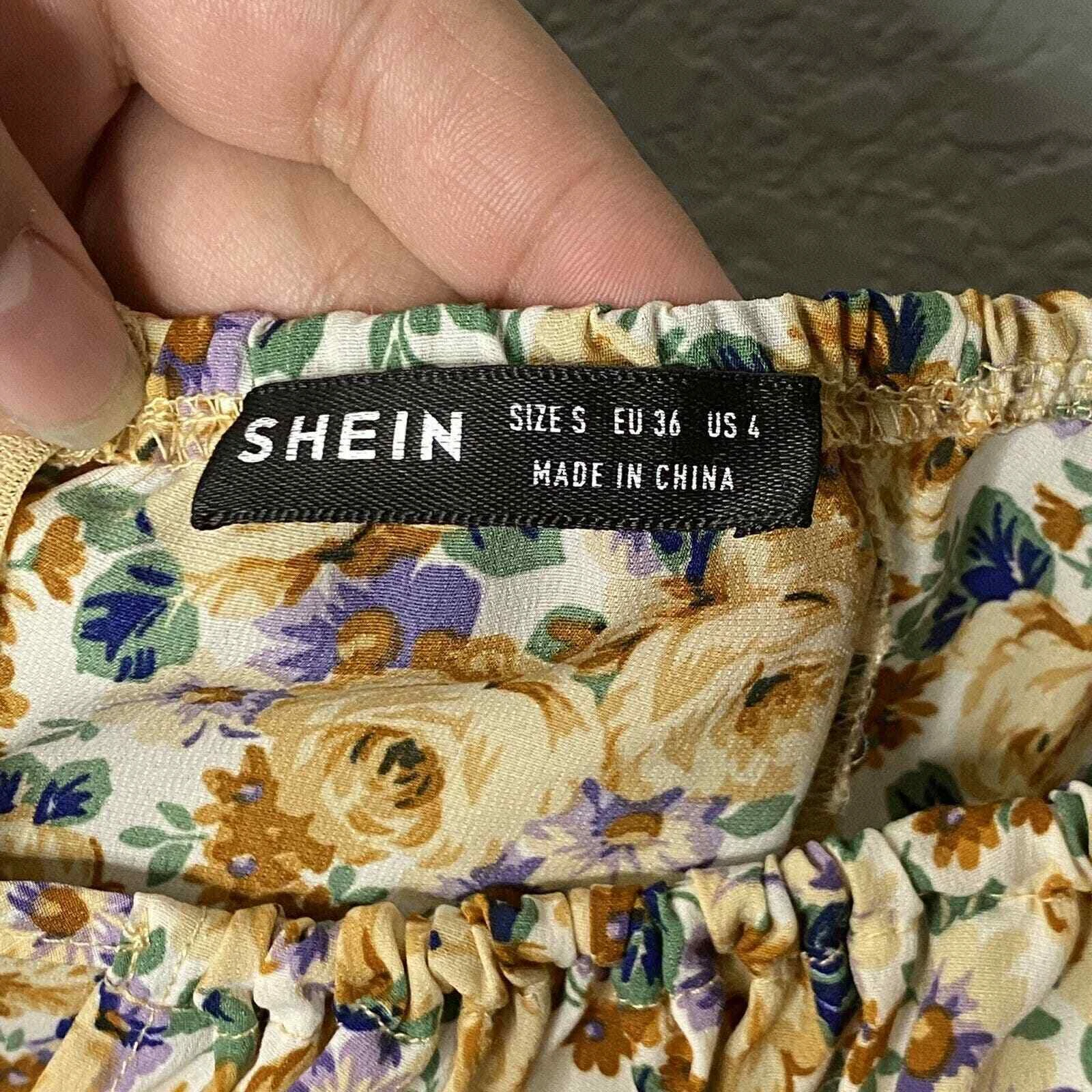 OFF WHITE Abito midi bianco stampa floreale cravatta anteriore Shein Off taglia small