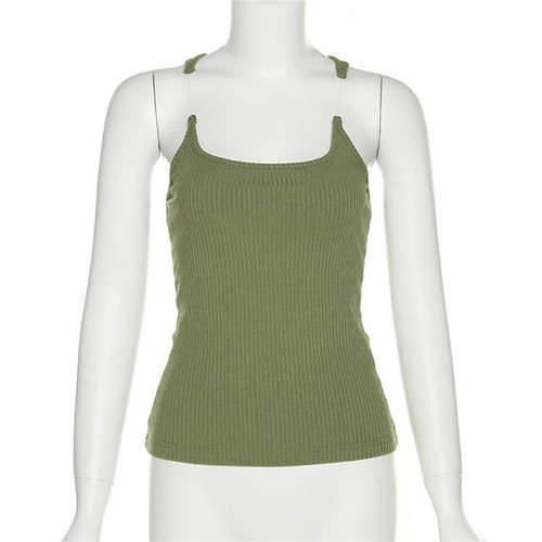 Women Invisible Strap Racerback Vest Ribbed Cami Tank Sleeveless Slim Fit Tops - Picture 12 of 21
