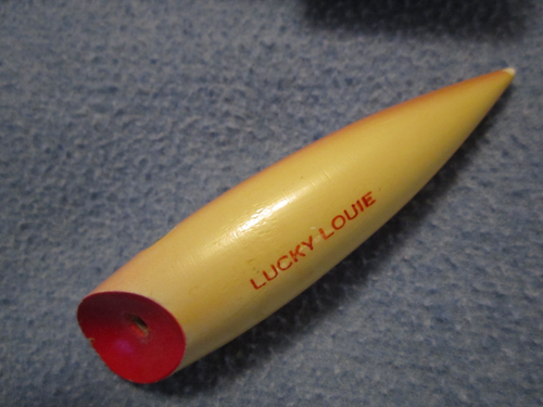 Vintage Lucky Louie 4 3/4" Wee Louie wood salmon plug fishing lure Nice! - Picture 5 of 11