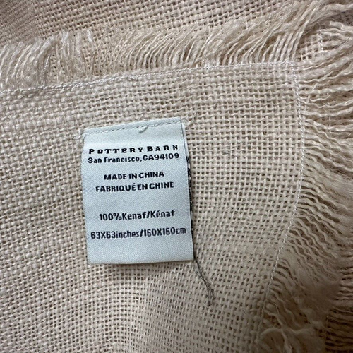 Pottery Barn Long Raw Hem Table Cloth 100% Kenaf 63x63 Inches - Picture 2 of 7