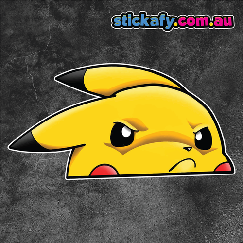 Pikachu Determined Sticker Funny Laptop Car Window Bumper JDM decal 4wd pokemon - Picture 3 of 4