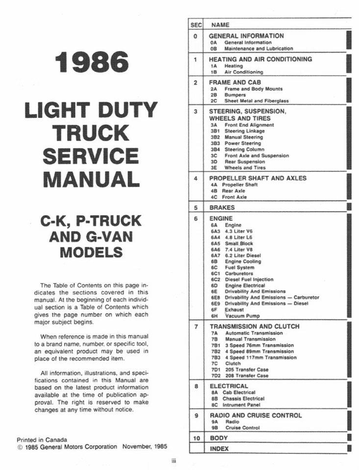 1986 Chevrolet GMC Truck Van Blazer Suburban Chassis Shop Service Repair Manual - Image 2 of 4