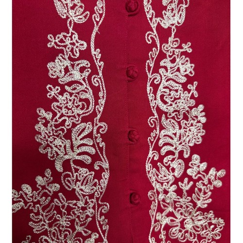 SUSAN BRISTOL VTG Red Vest Women's Size 14 Embroidered Button Front Lined - Picture 3 of 8
