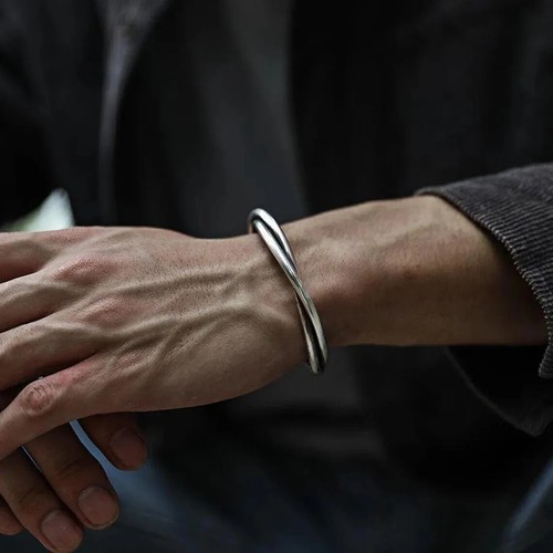 Silver Twisted Cuff Bracelets 925 Silver Adjustable Mens Bangle All Size Bangle - Picture 3 of 8