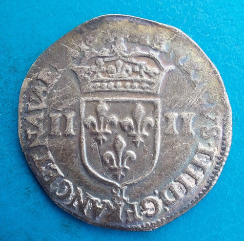 Henri IV, 1/4 Quarter Of Ecu 1604 & Aix, Quite Rare - Picture 2 of 4