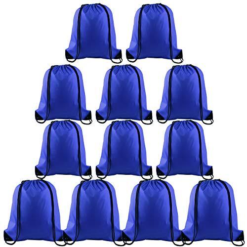 12 Pcs Drawstring Backpack Bags Sport Gym Sack Cinch Bags Bulk for School Blue - Picture 1 of 7