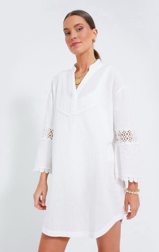 Tuckernuck Blanc-White Piper Mini Caftan Dress Large L NWT Swim Cover-up