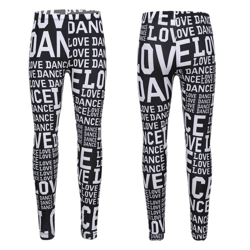 Leggings Per Bambine Bambini Legging Lungo Stampa Lettere ballare Sport  Pantaloni | eBay