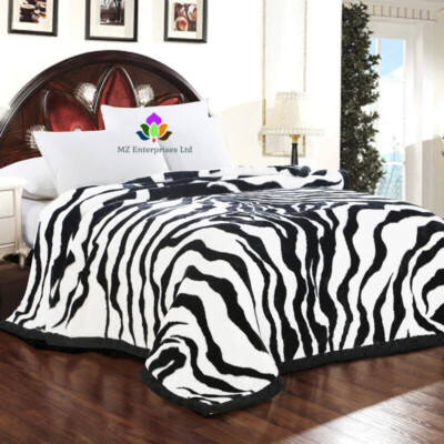 Zebra Nerz superweich Kunstfell Tierhäute Decke Schlafsofa Überwurf Doppel & König