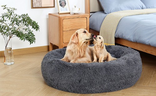 Dog Cat Pet Calming Bed Washable ZIPPER Removable Cover Warm Soft Plush Round - Picture 12 of 40