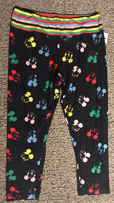 DISNEY PARKS MICKEY MOUSE FACE CROP LEGGINGS L XL 1X NEW