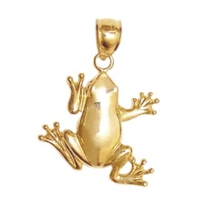 New 14k Yellow Gold Frog Pendant 
