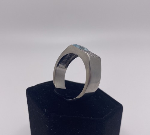 Emerald 1.00ct Aquamarine Dual Designer Ring Size 10 - Picture 6 of 8