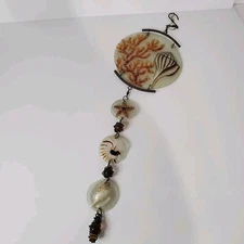 Vintage Handmade Wind Chime Seashells Ocean Beach Style Hanging Glass Starfish 