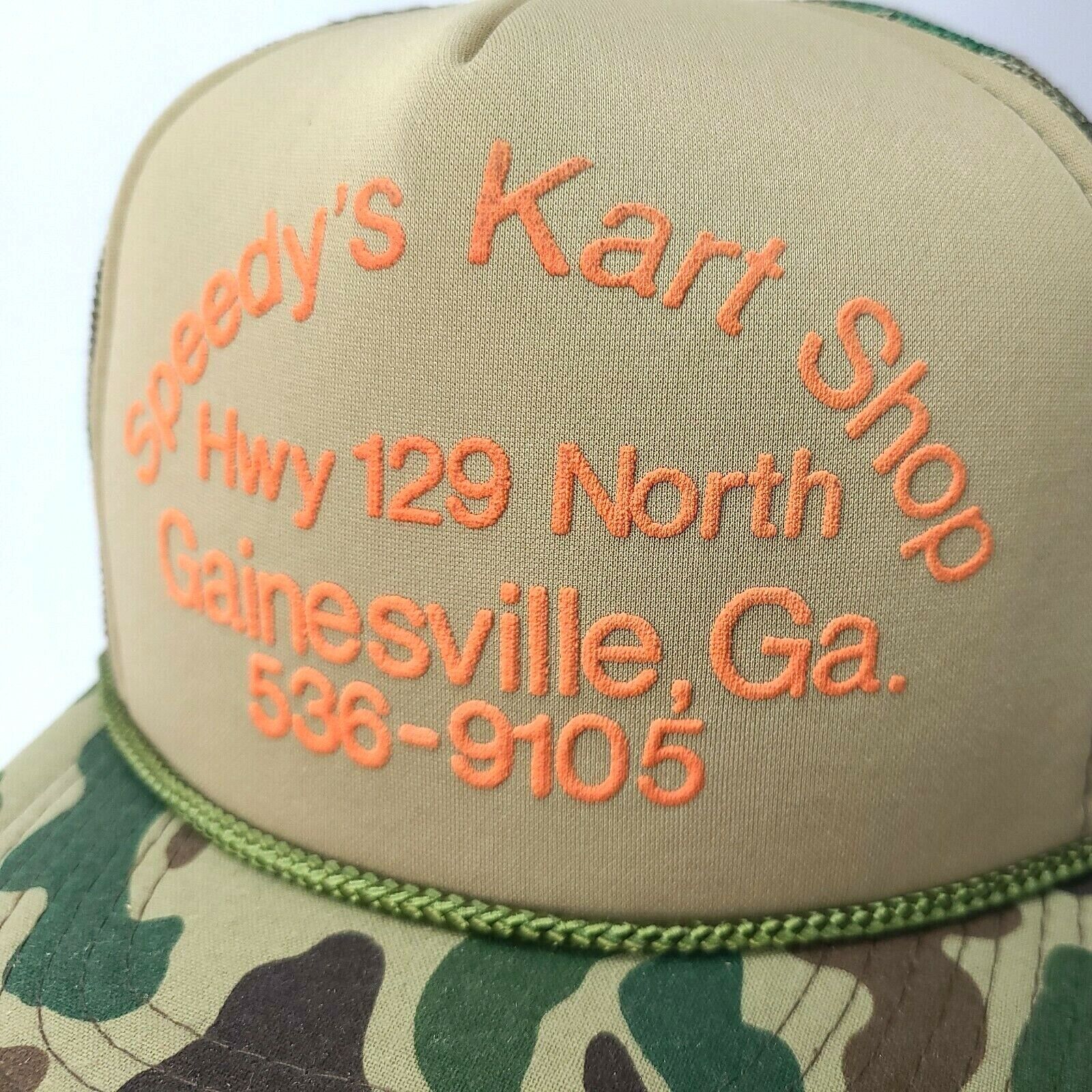 VTG Speedy's Kart Shop Hwy 129 North Gainesville Georgia Mesh SnapBack  Camo Hat