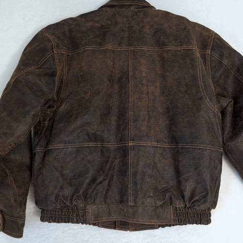 Vintage 80s 90s Context Leather Jacket Size L Full Zip Brown EUC - Picture 10 of 12