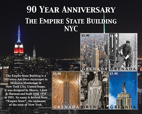 Grenada 2021 - Empire State Building NYC - Sheet of 5 Stamps - Scott #4395 - MNH - Picture 1 of 1