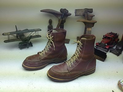DISTRESSED BROWN OIL RIG ENGINEER WORK CHORE PACKER LACE UP FARM BOOTS SIZE 29.5
