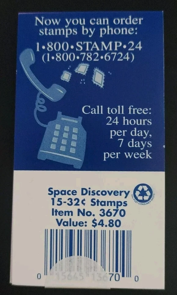 US MAKESHIFT BOOKLET OF 15 SCOTT#BK274 1998 32ct SPACE DISCOVERY MNH UNOPENED - Image 2 of 2