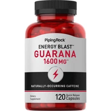 Guarana Capsules 1600 mg | 120 Count | Non-GMO, Gluten Free | By Piping Rock