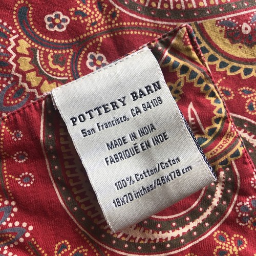 Pottery Barn Paisley Table Runner 18”x 68” Red Festive Floral Yellow Cotton - Picture 6 of 10
