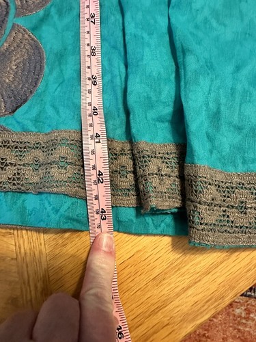 Vardhman Bollywood Style Party Wear Women’s Teal & Gray Midi Dress Sz M/L - Picture 7 of 9