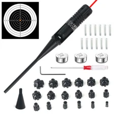 Red Laser BoreSighter Bore Sight kit for .17 to 12GA Caliber Rifle W/18 Adapters