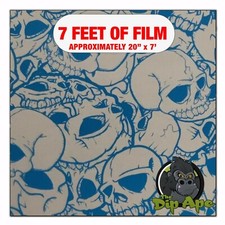 Hydrographic film Blue Outline Skulls hydro dipping 7' x 20" hydro dip