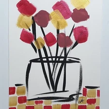 Floral Art Original Abstract Flower Acrylic Painting Modern Pop Art 11x14