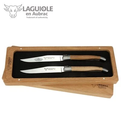 Laguiole en Aubrac - 2er Set Laguiole Steakmesser aus Frankreich - Griff Eiche - Bild 1 von 4