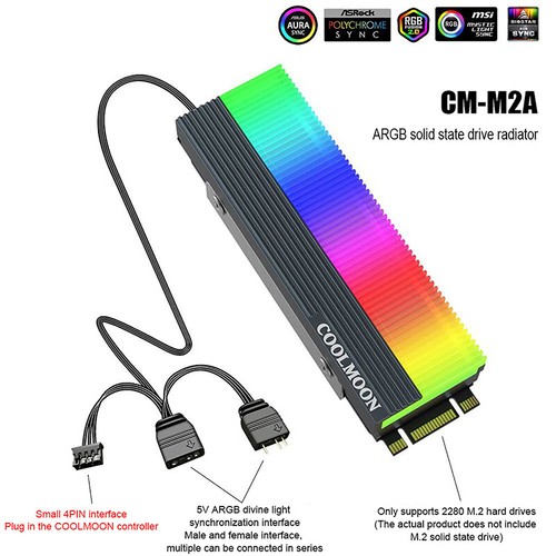 5V Argb Sync Computer 2280 SSD M2 Kühler PC RGB M.2 NVME Kühler Wärmekaste - Photo 13/14