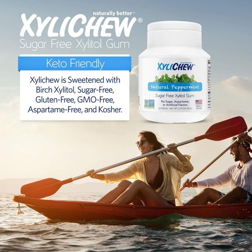 Xylichew Peppermint Gum 60 Count Sugar Free Natural Healthy Chewing Gum - Picture 3 of 7