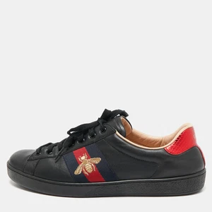 Baskets Gucci cuir noir brodé abeille as pointure 43,5