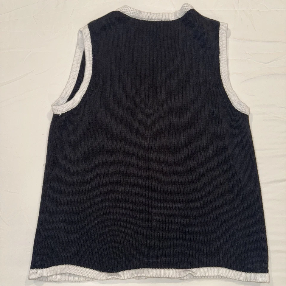 De Colección Vacaciones Navidad Suéter Chaleco L Negro Muñeco de Nieve Feo Navidad Invierno Bordado Foto 3 de 4