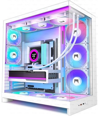 H2 (2026) ATX PC Case, Pre-installed 8 PWM ARGB Fans (6X140mm,2X120mm), Large...