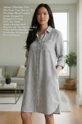 Tahari Effortless Chic Long Sleeve Shirt Dress