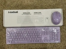New LeadsaiL Purple Wireless Keyboard and Mouse