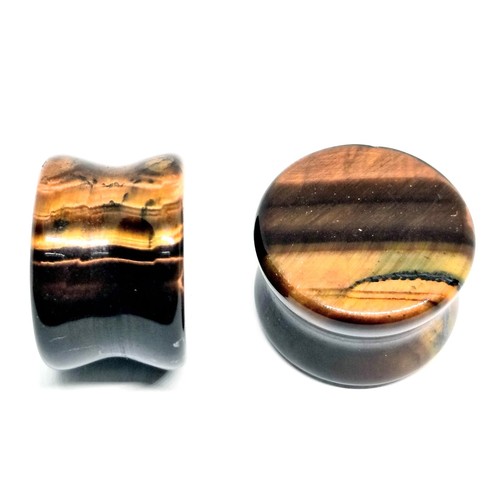 Red Tiger's Eye Double Flare Plugs 8g - 1" - Picture 11 of 14