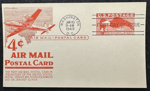 1949 Stephen Anderson/ 4 Cent Air Mail Postal Card FDC