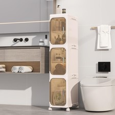 Image of KHNR 3-Tier Slim Bathroom Storage Cabinet Foldable