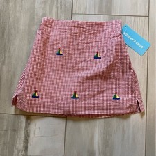 New Monday  s Child Red Gingham Skort With Sailboat Embroidery, Girls Size 4