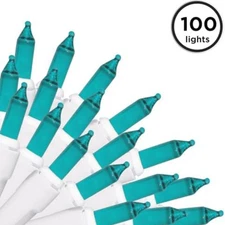Brite Star 100 Count Mini String Christmas Lights, Teal - 22 Feet Indoor/Outdoor