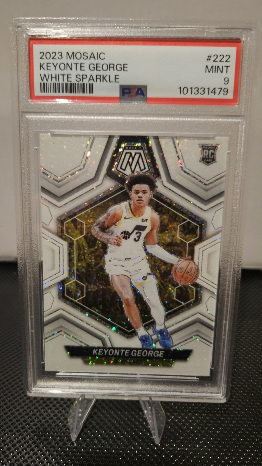 2023-24 Panini Mosaic Rookies Keyonte George #222 White Sparkle (RC) PSA 9 (SSP)