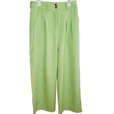 Cider Green Wide Leg Dress Pants Pockets Small