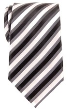 Retro Three-Color Striped Woven Microfiber Men's Tie Black, Grey, White