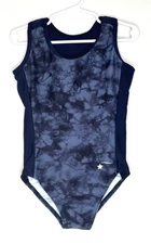 Destira CS Child Small S Girls Gymnastics Leotard Blue Marbled Design Knit